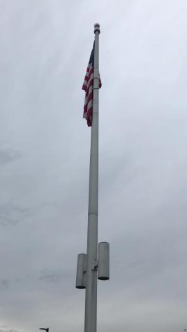 Pictured is the U.S. flag on the flag pole. 