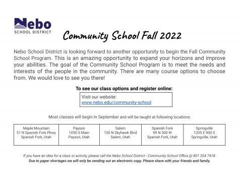 New letter Community School Fall 2022