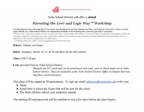 Pictured is a flyer with the information given about the workshop at the top is a red heart. 