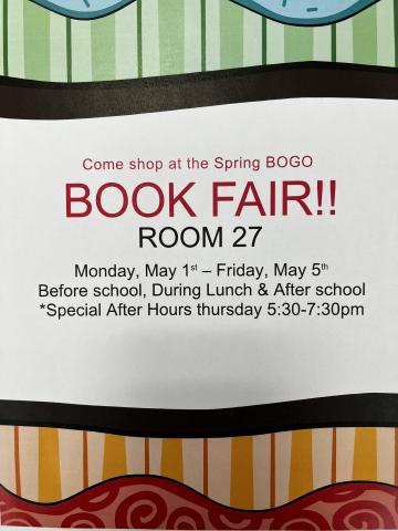 Colored flyer with book fair info