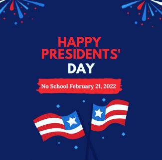 Pictures is 2 American flags with the words Happy President Day