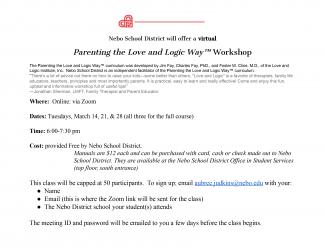 Pictured is a flyer with the information given about the workshop at the top is a red heart. 